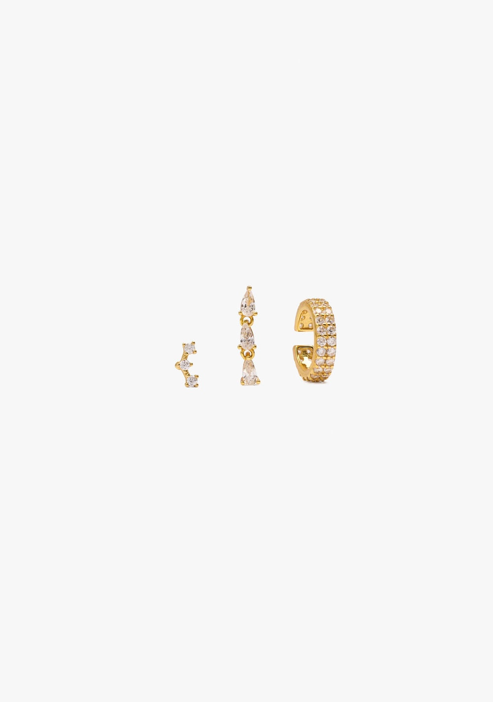 Set de Zarcillos Mixtos con Circonitas Baño de Oro 18k Parfois Imagen Principal