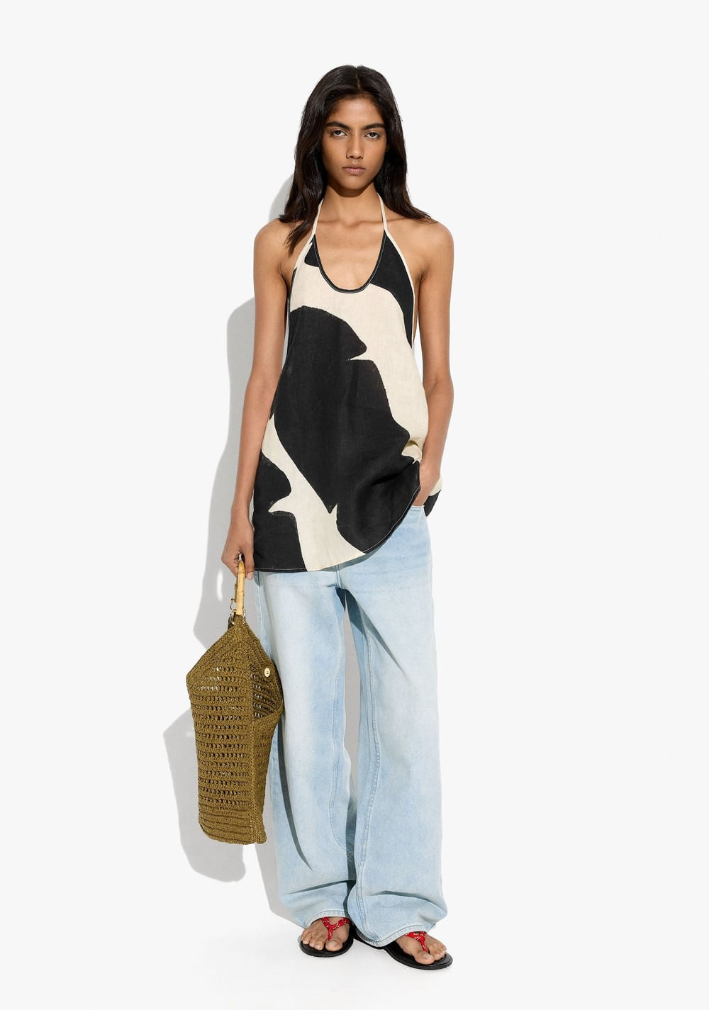 Top Halter Estampado 100% Lino Parfois 5