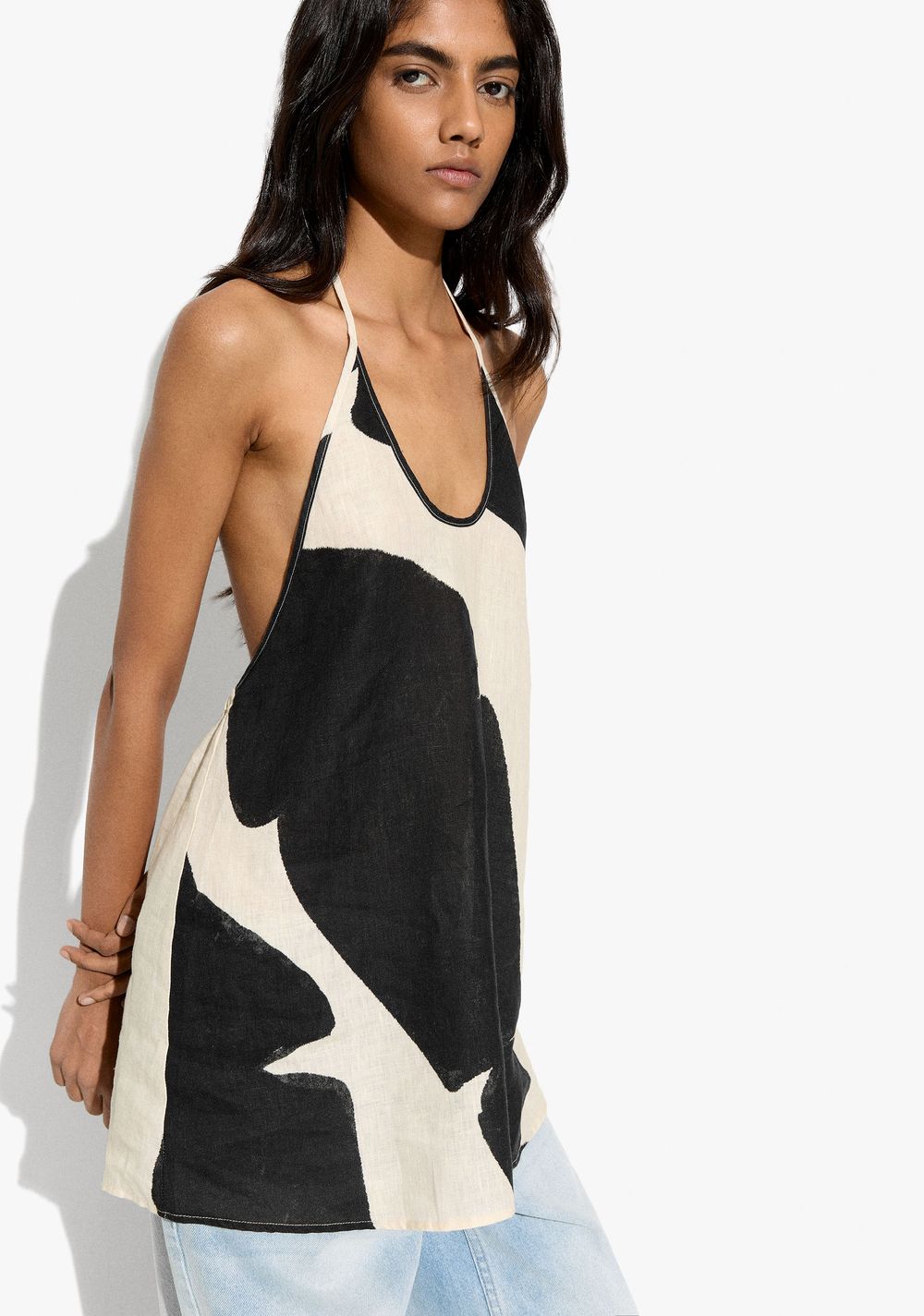 Top Halter Estampado 100% Lino Parfois Imagen Principal