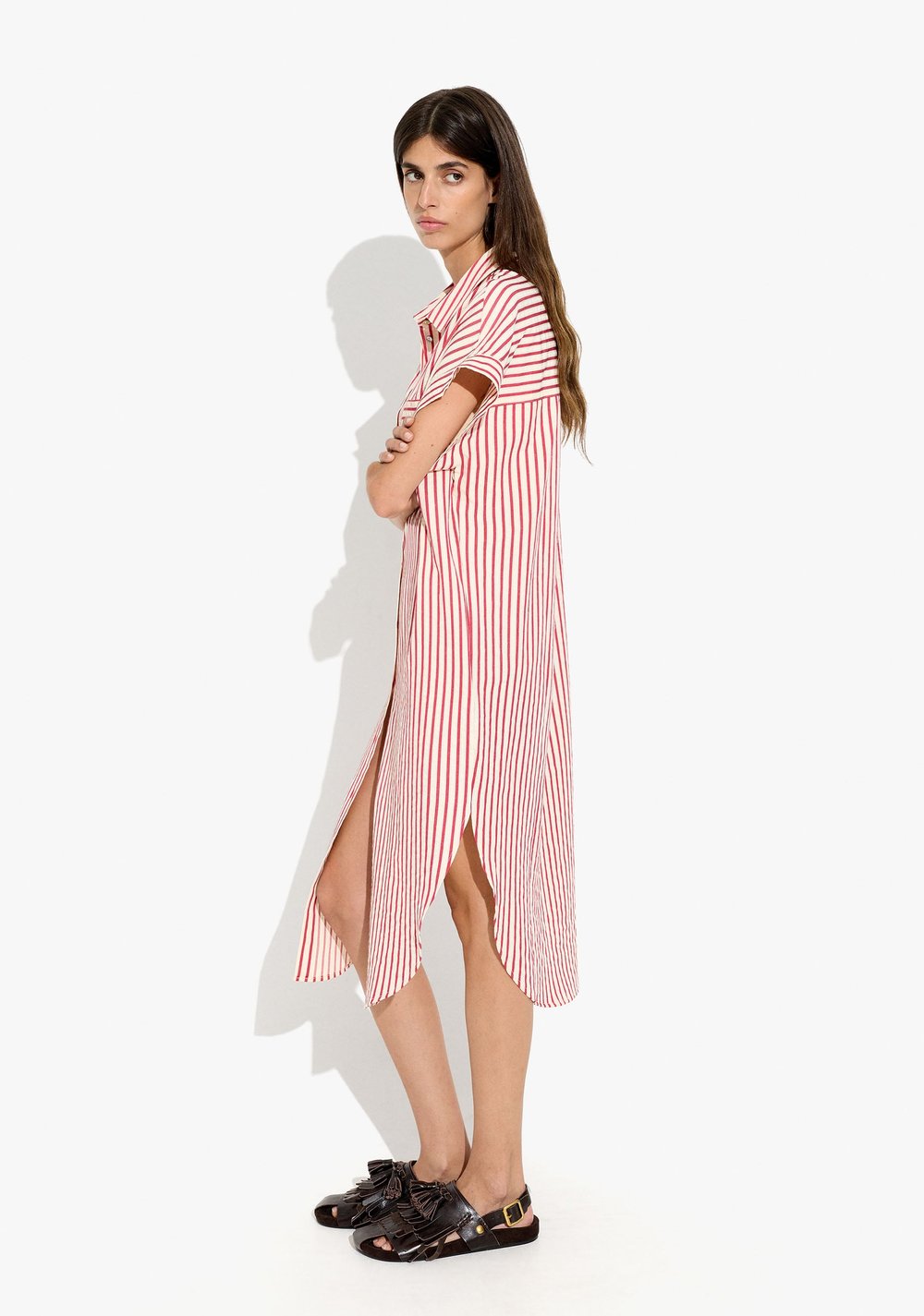 Vestido Camisero a Rayas con Bolsillo Parfois 3