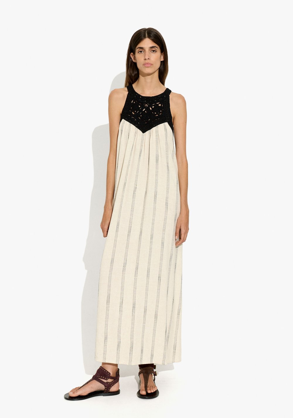 Vestido Halter Croché a Rayas Parfois