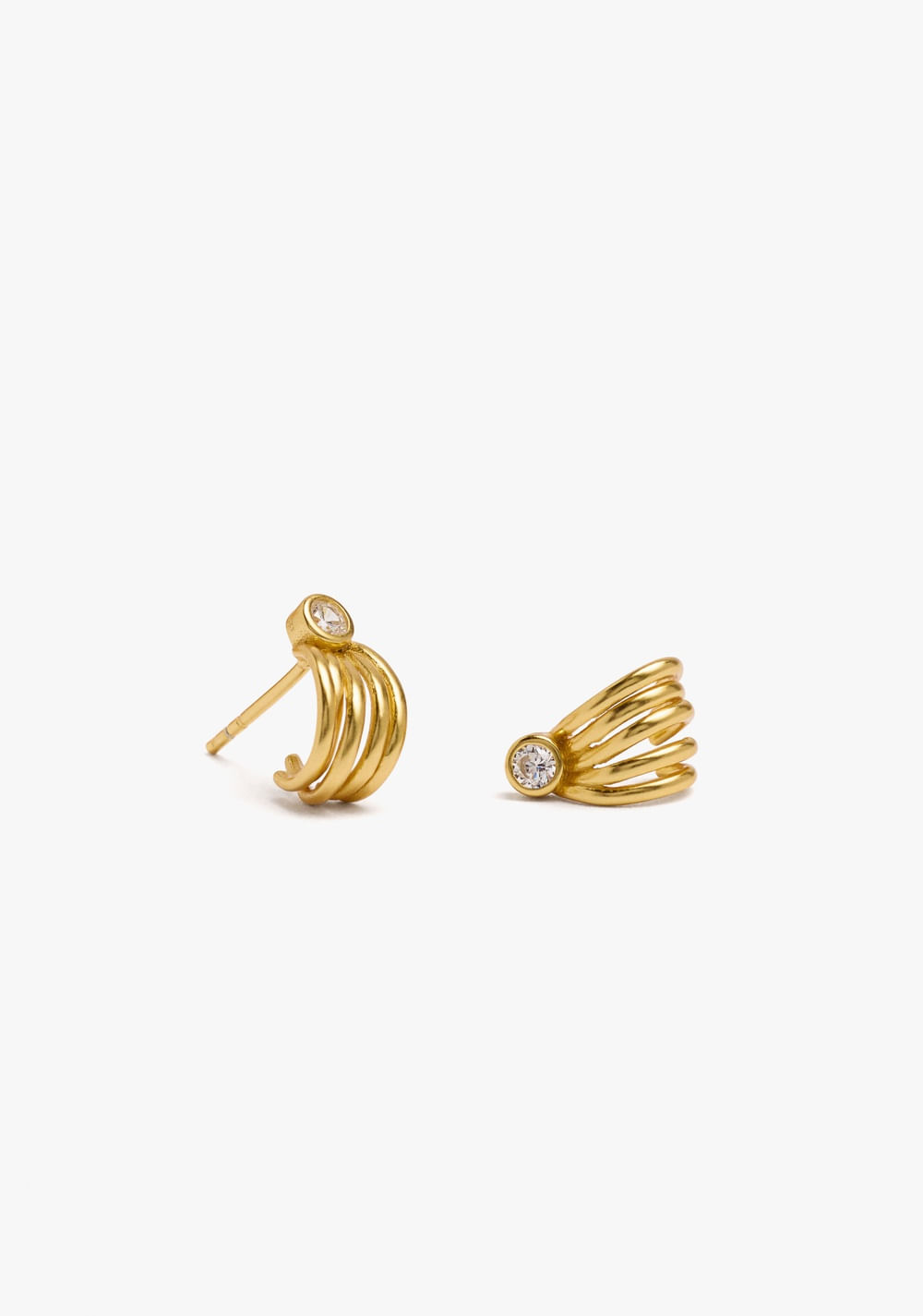 Zarcillos de Aro Ricados con Circonitas Baño de Oro 18k Parfois 2