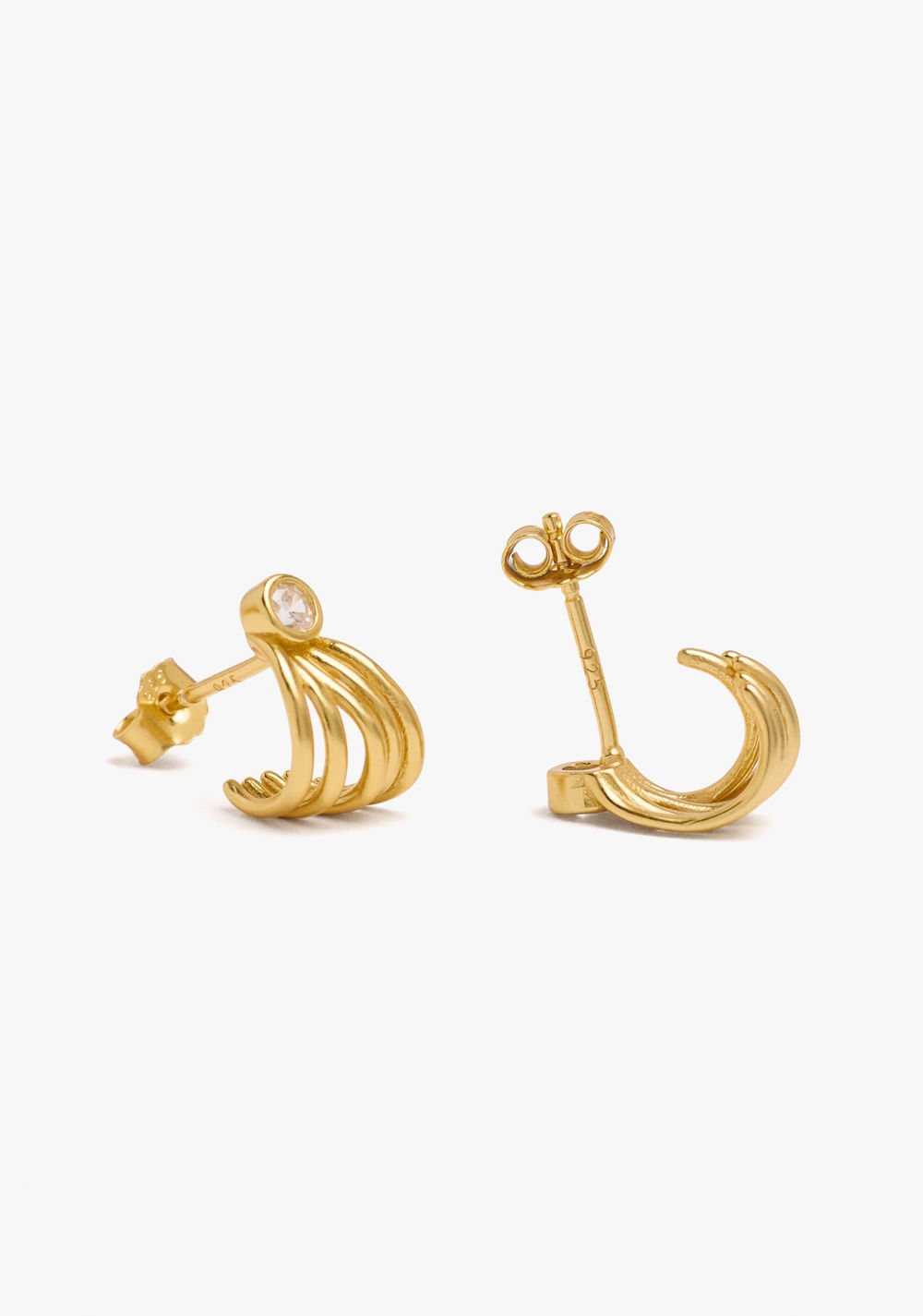 Zarcillos de Aro Ricados con Circonitas Baño de Oro 18k Parfois 3