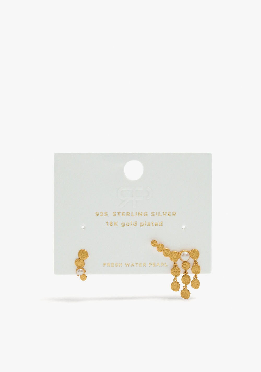 Zarcillos Asimétricos con Perla Baño de Oro 18k Parfois 4