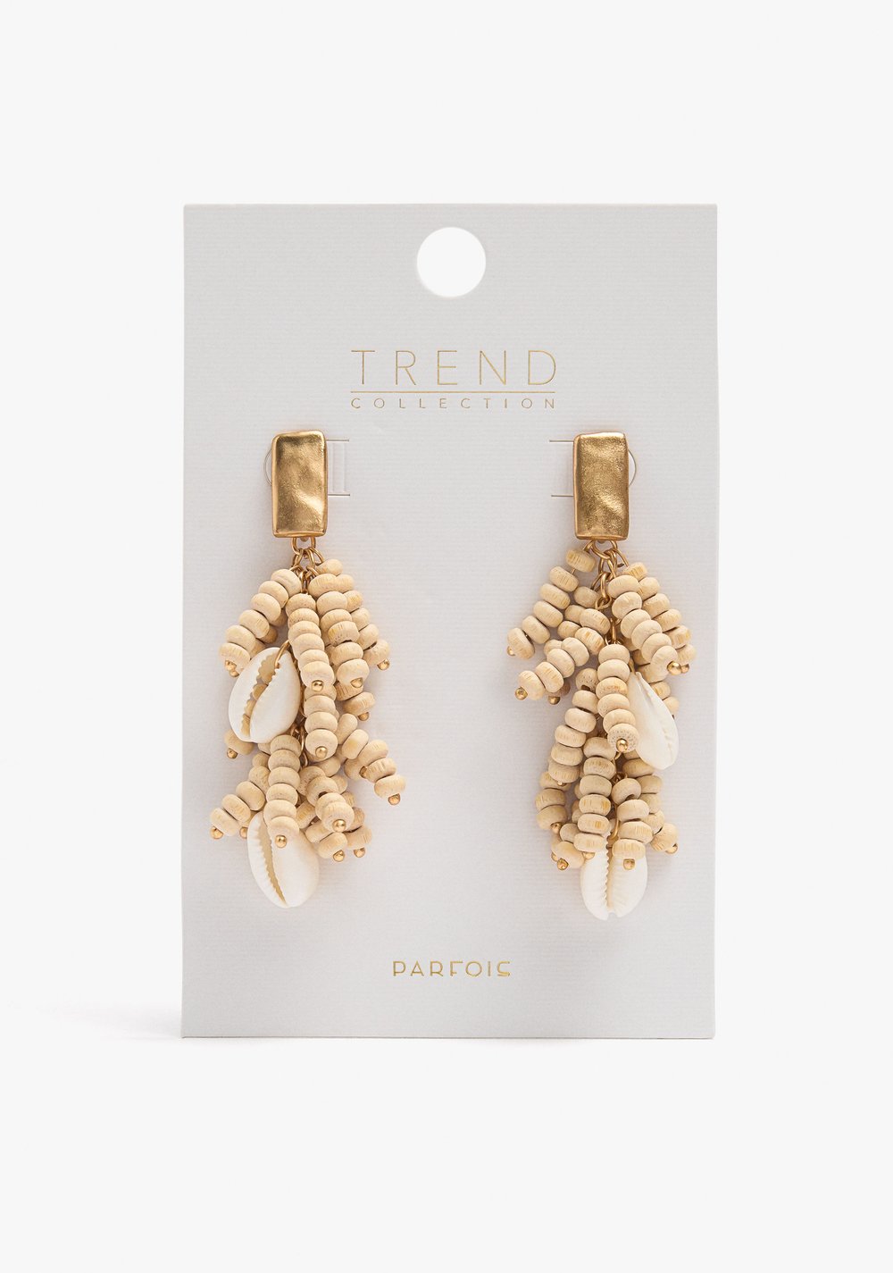 Zarcillos con Cuentas de Madera y Conchas Parfois 4