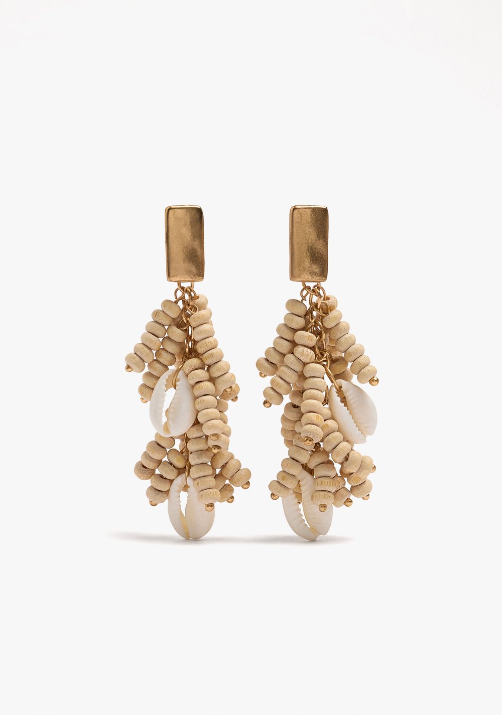 Zarcillos con Cuentas de Madera y Conchas Parfois