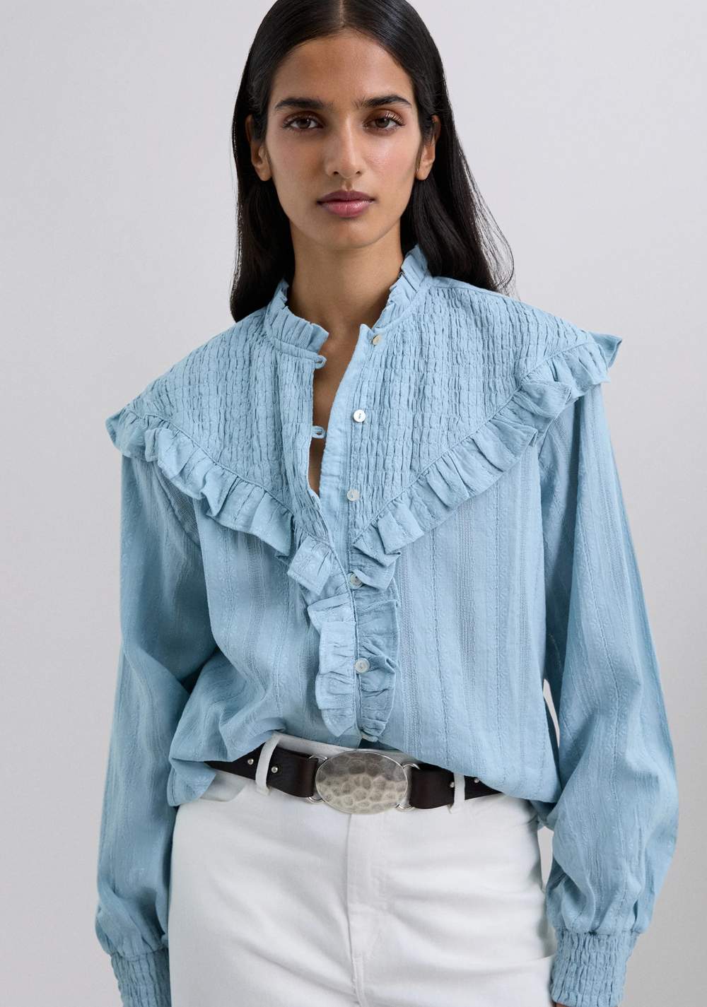 Blusa Fruncida con Volante Scalpers