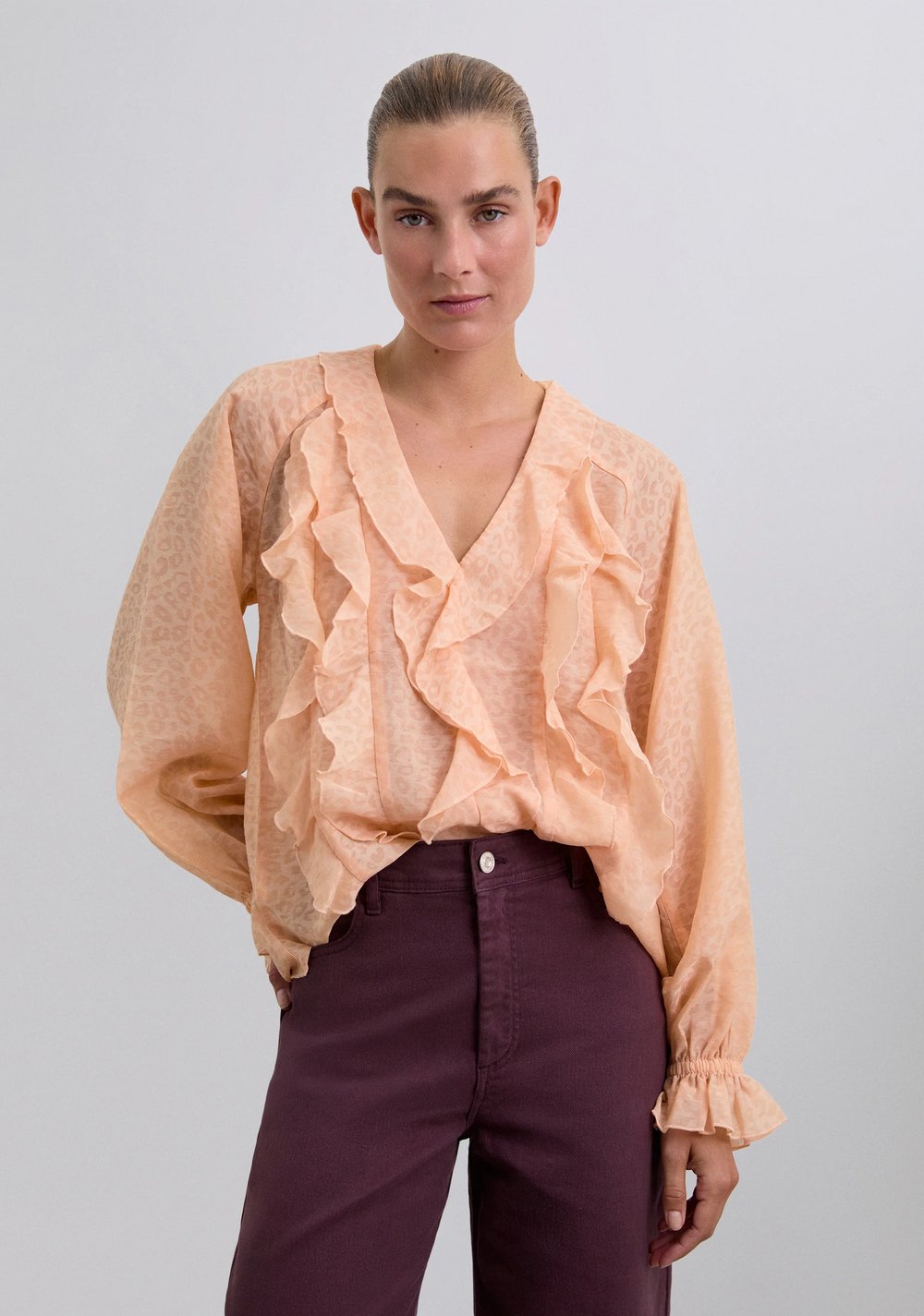 Blusa Volantes Animal Print Scalpers