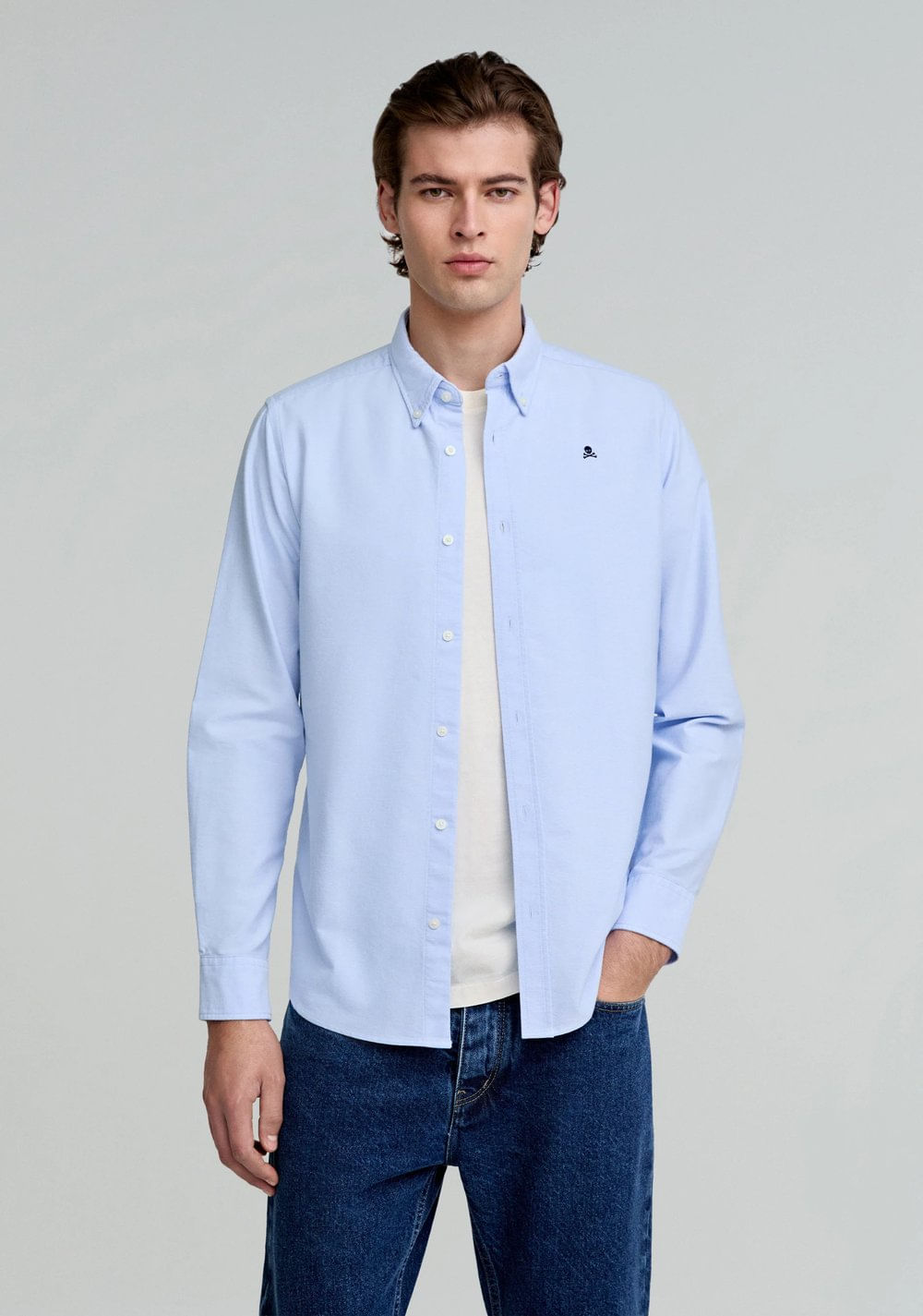 Camisa Oxford Calavera Contraste Scalpers