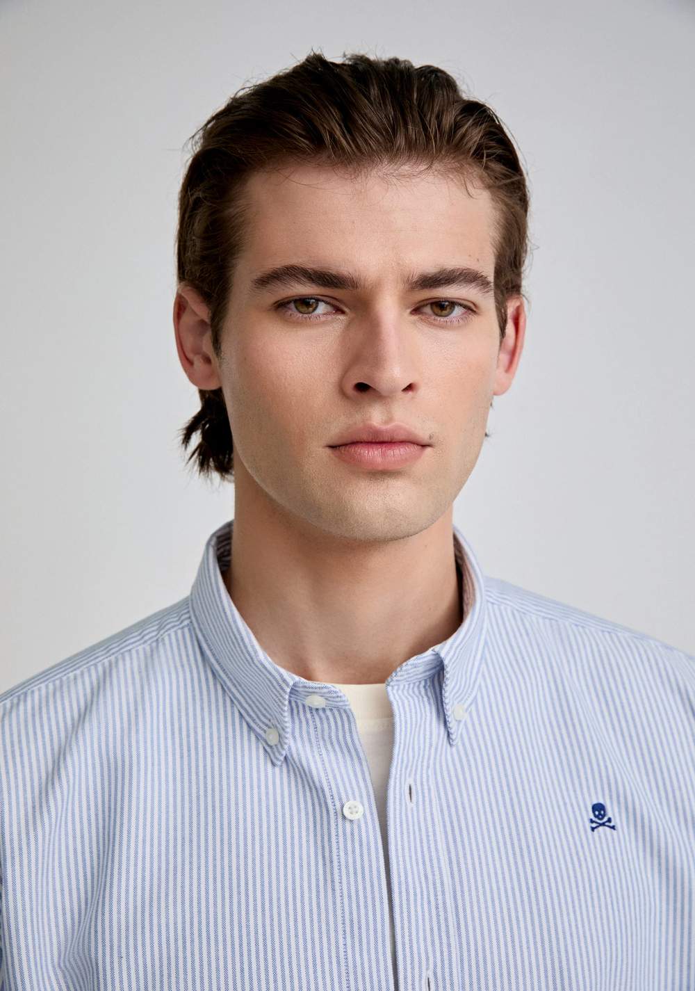 Camisa Oxford de Rayas Calavera Scalpers 3