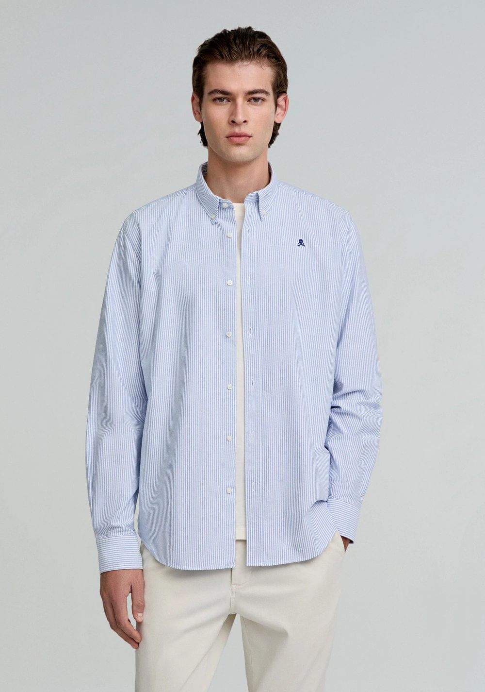 Camisa Oxford de Rayas Calavera Scalpers