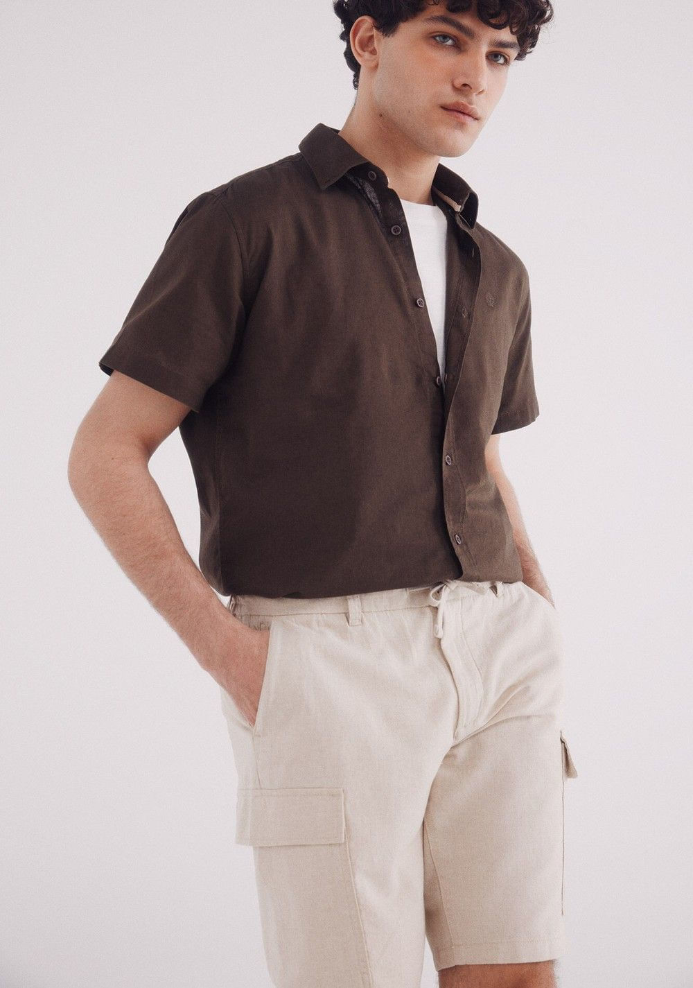 Bermudas Lino Cargo Comfort Fit Springfield 3