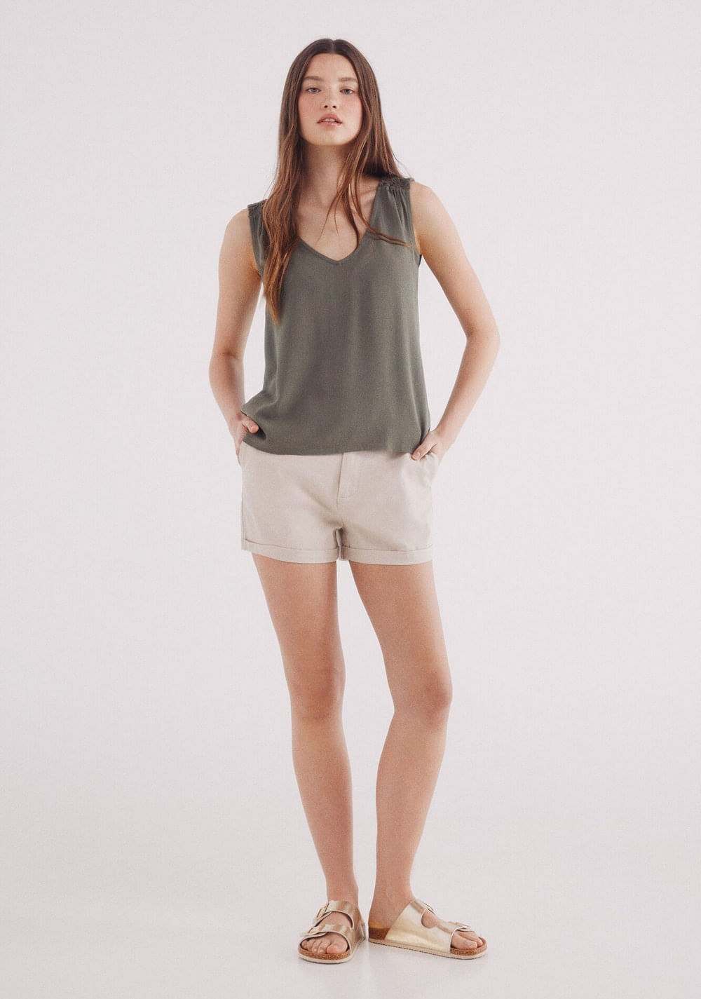 Blusa Escote en V Hombros Crochet Springfield 2