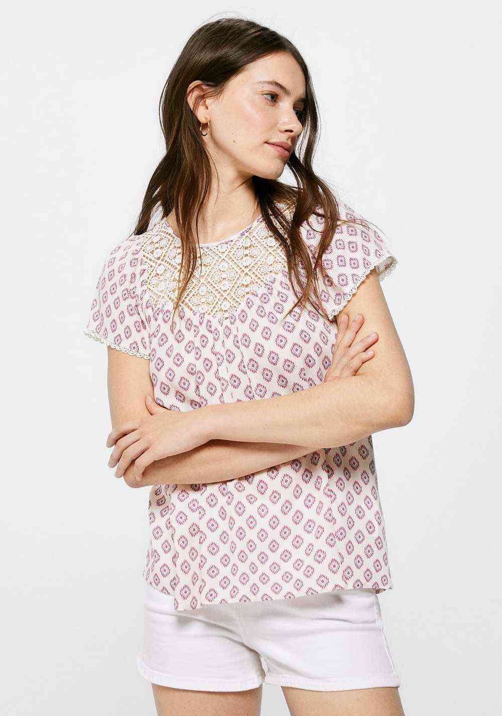 Blusa Lace Canesú Estampada Springfield Imagen Principal
