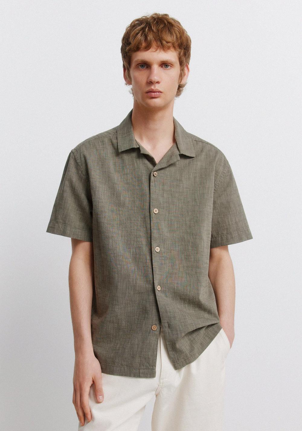 Camisa Bowling de Manga Corta Tipo Lino Springfield