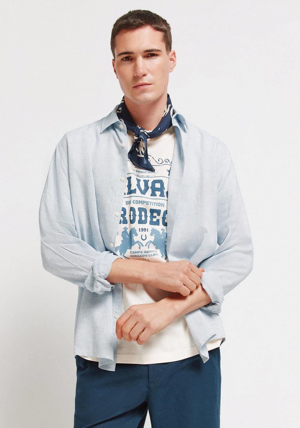 Camisa Fil a de Lino y Viscosa Springfield