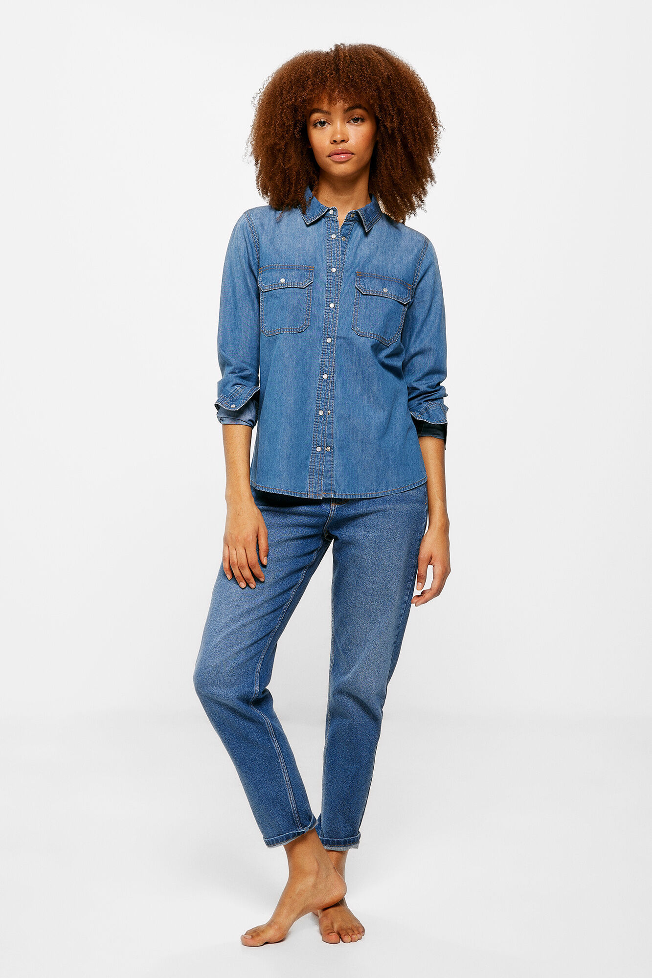 Camisa de Jeans Bolsillos sobre Springfield 4
