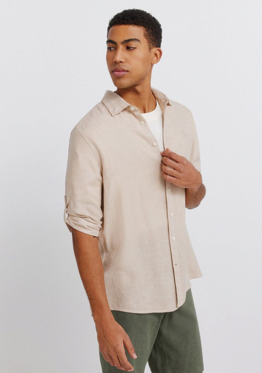 Camisa Manga 3/4 de Lino Viscosa Springfield