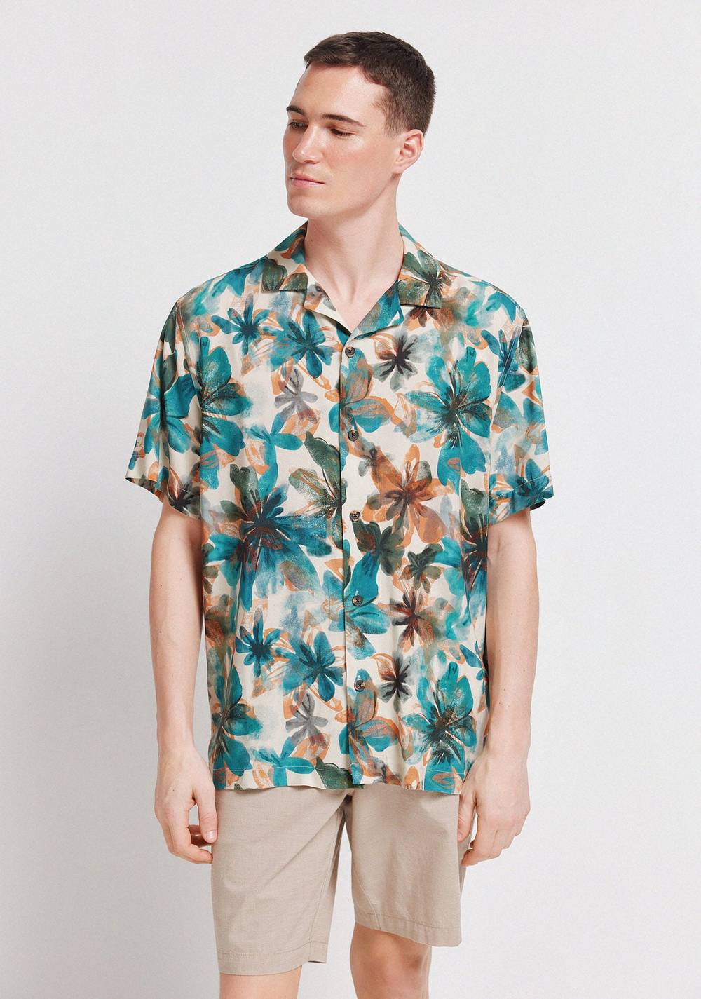 Camisa de Manga Corta con Estampado Floral Springfield Imagen Principal