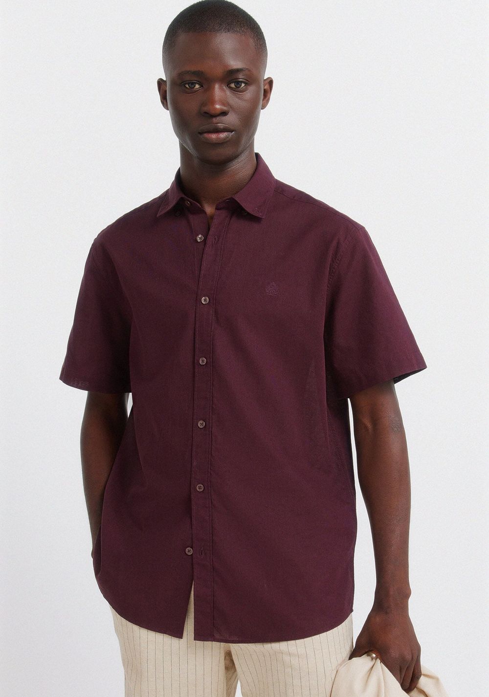 Camisa de Manga Corta de Lino Springfield
