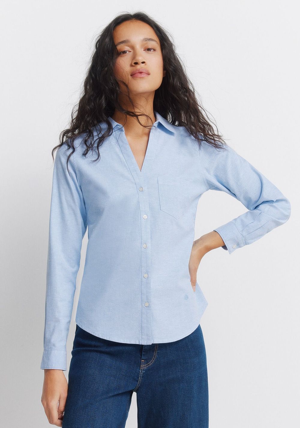 Camisa Oxford con Escote en Pico Springfield