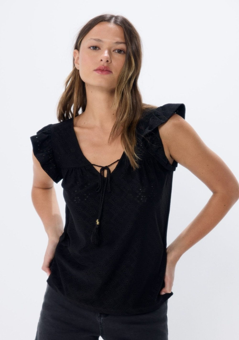 Camiseta Bordado Suizo Costura Cordón Springfield Imagen Principal