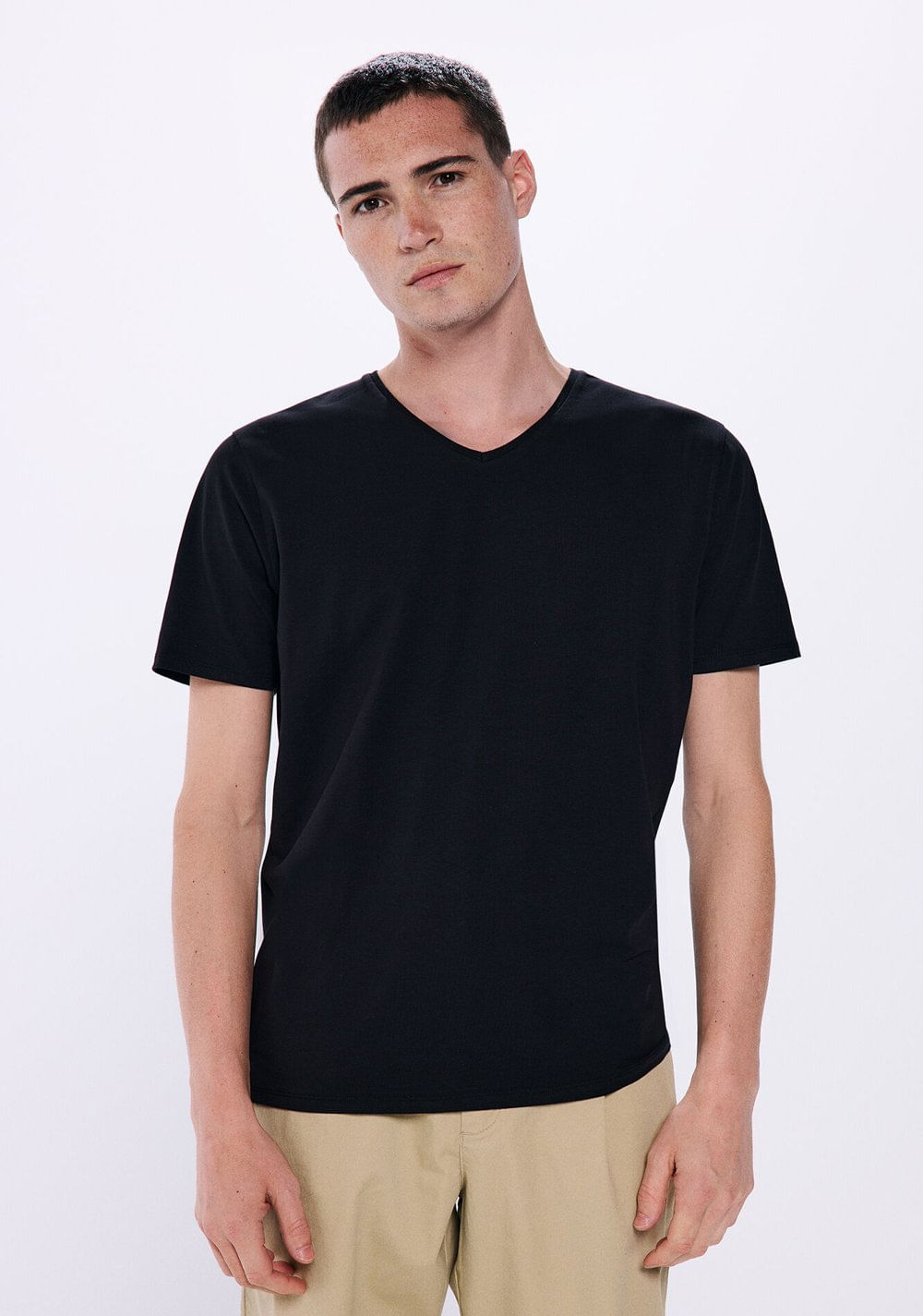Camiseta Clásica Pico Algodón Lycra Springfield