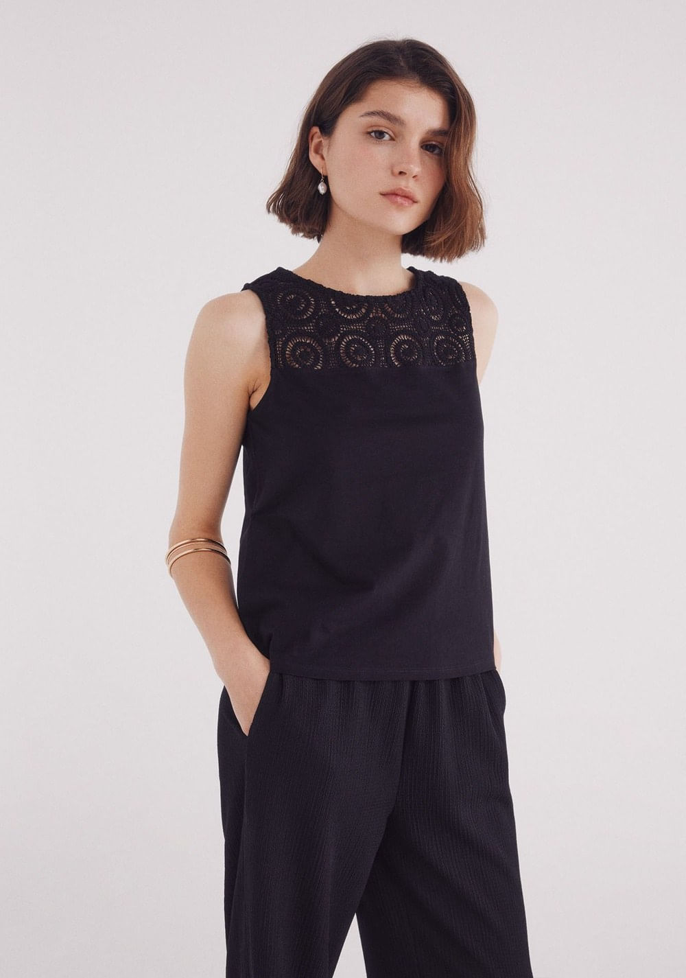 Camiseta Combinada Crochet Springfield Imagen Principal