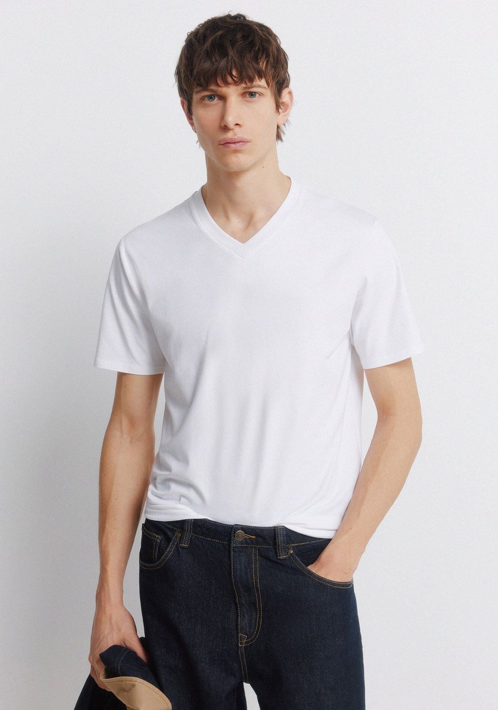 Camiseta Cuello en Pico de Lycra Slim Fit Springfield
