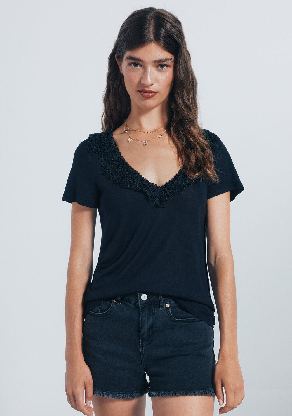 Camiseta Escote Crochet Springfield