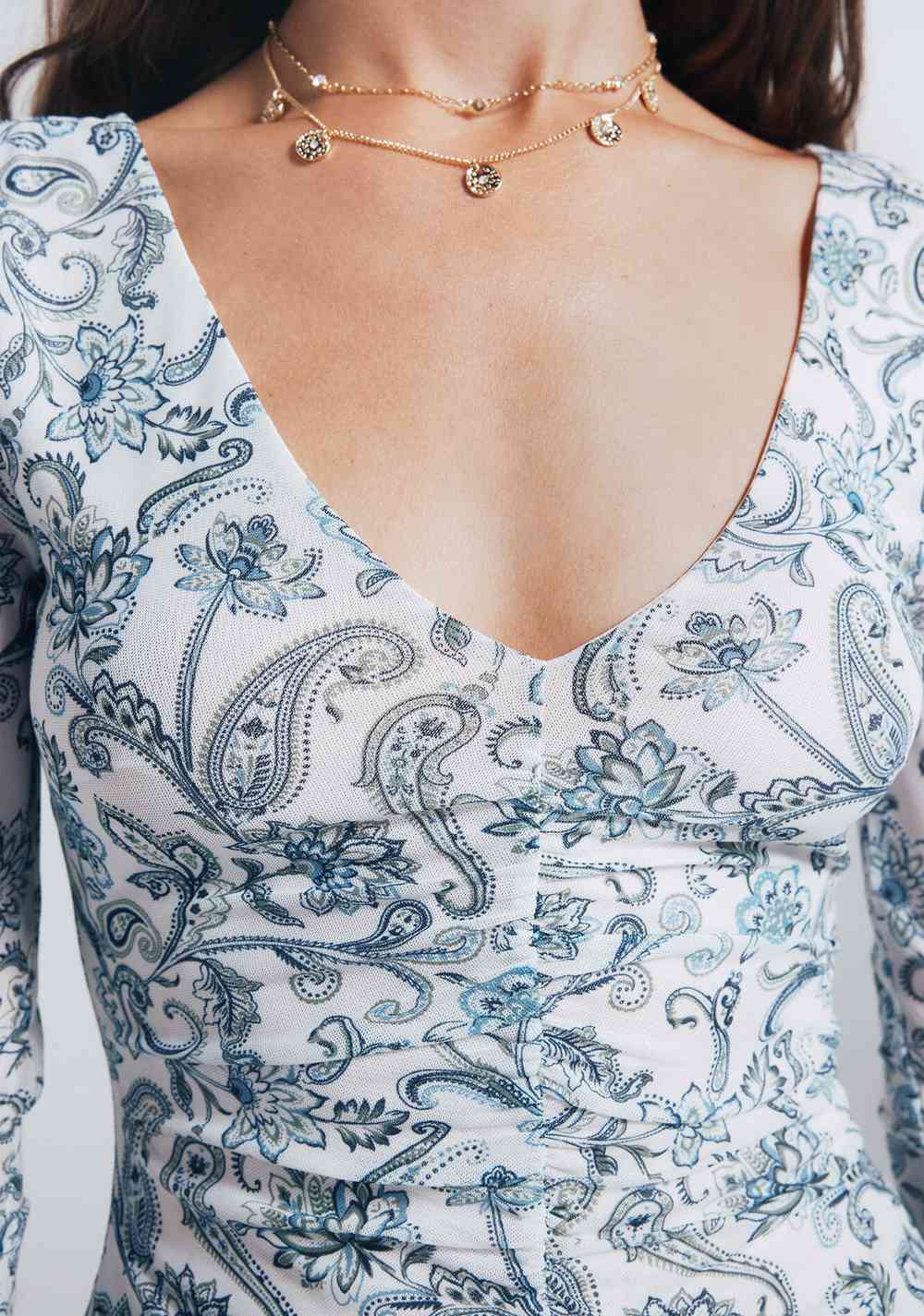 Camiseta Gasa Escote Frunces Estampada Springfield 2