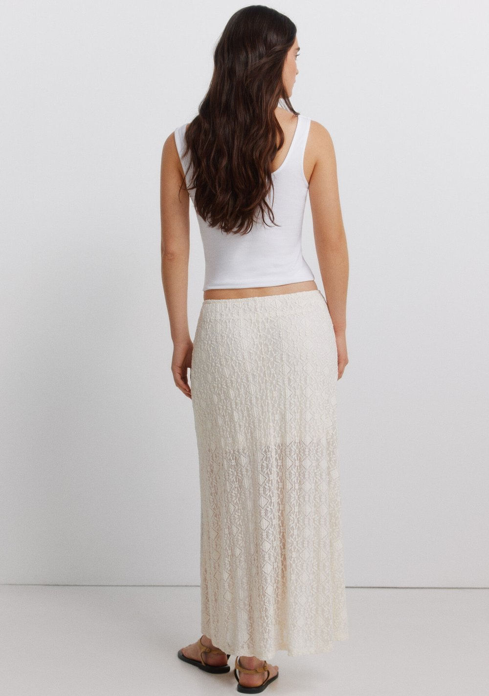 Falda Midi Combinada de Encaje Springfield 4