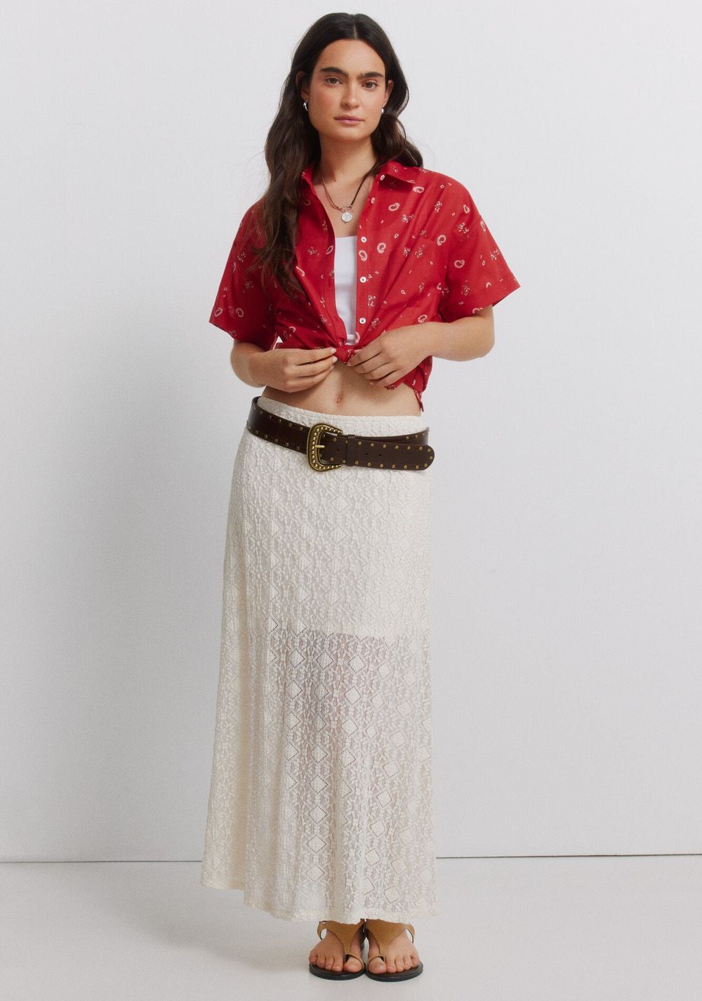Falda Midi Combinada de Encaje Springfield 5