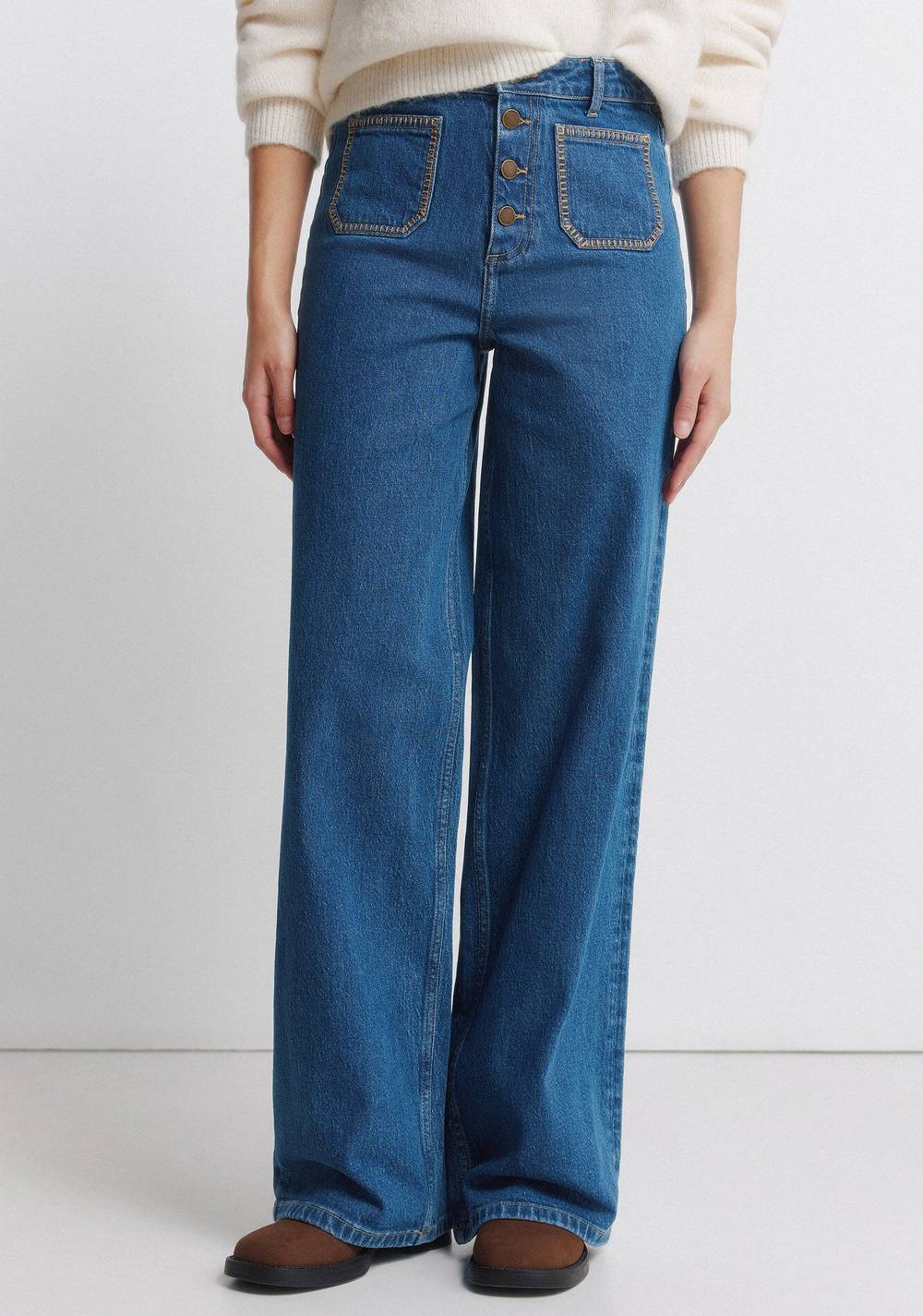 Jeans Súper Anchos con Bolsillos de Parche Springfield Imagen Principal