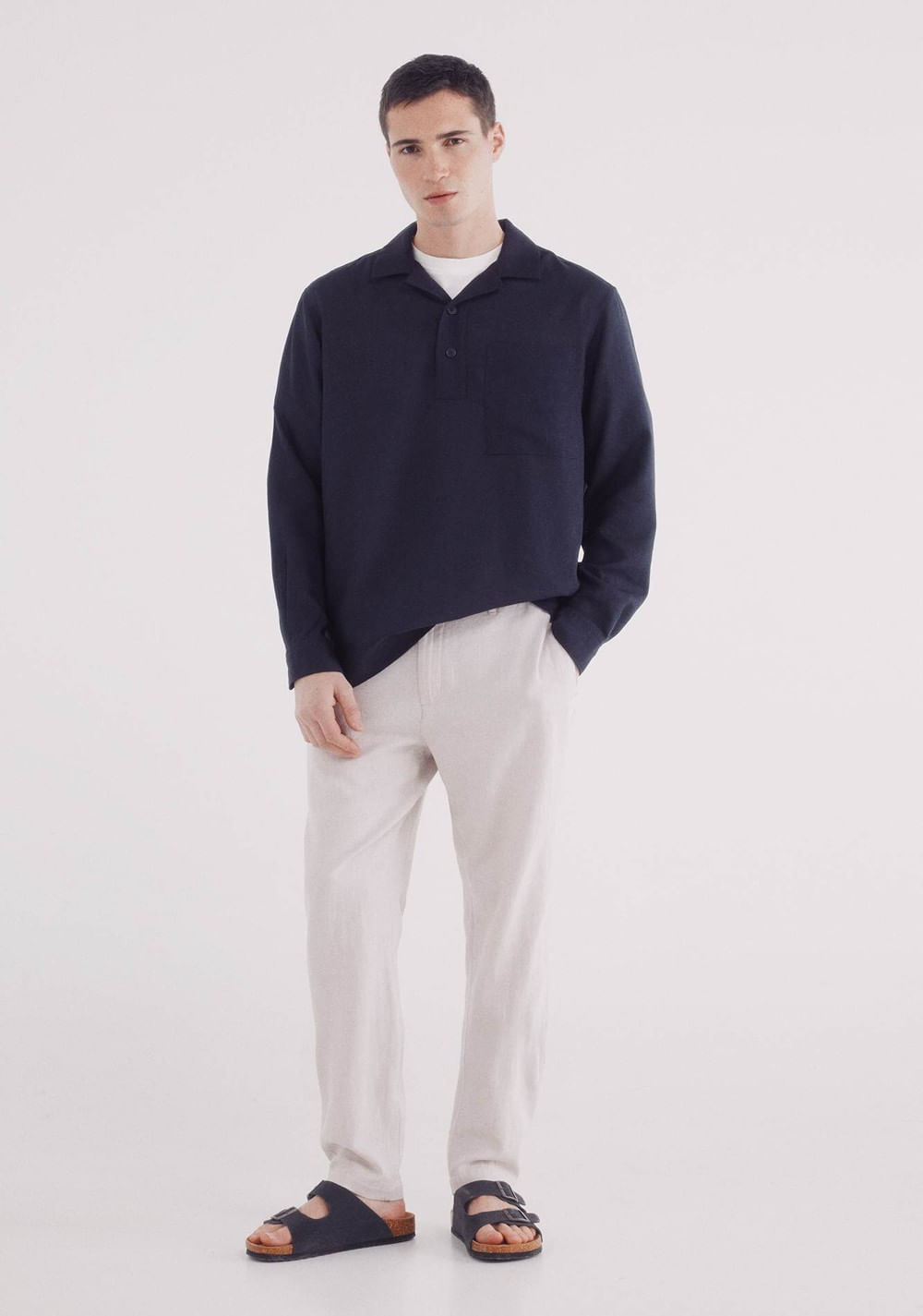 Pantalón Estructura Lino Slim Fit Springfield 5