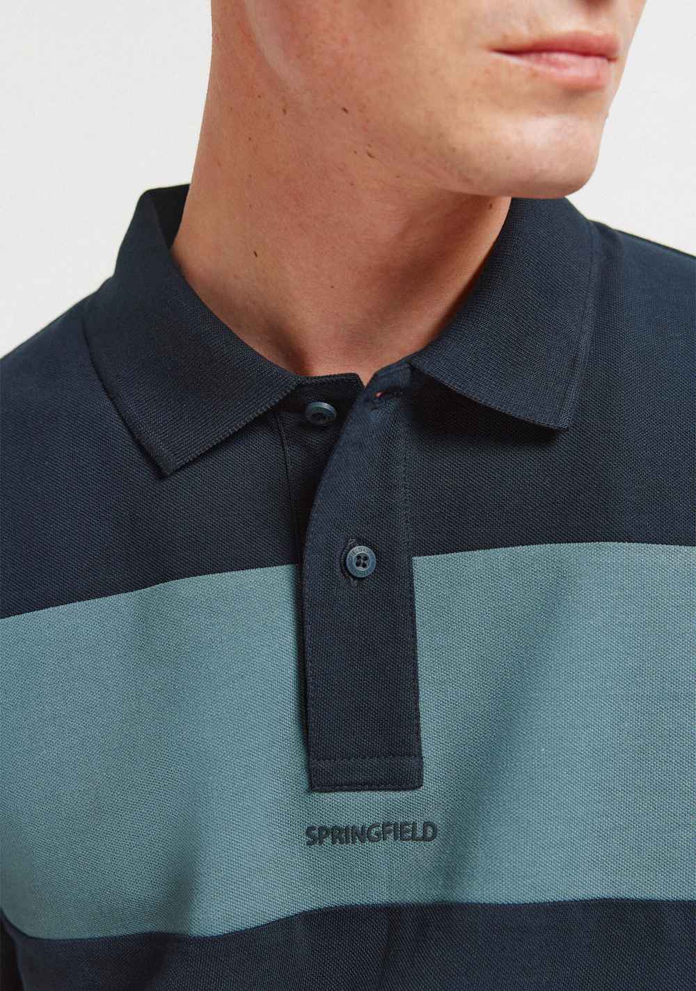 Polo Corte Regular de Piqué con Bloques de Springfield 3