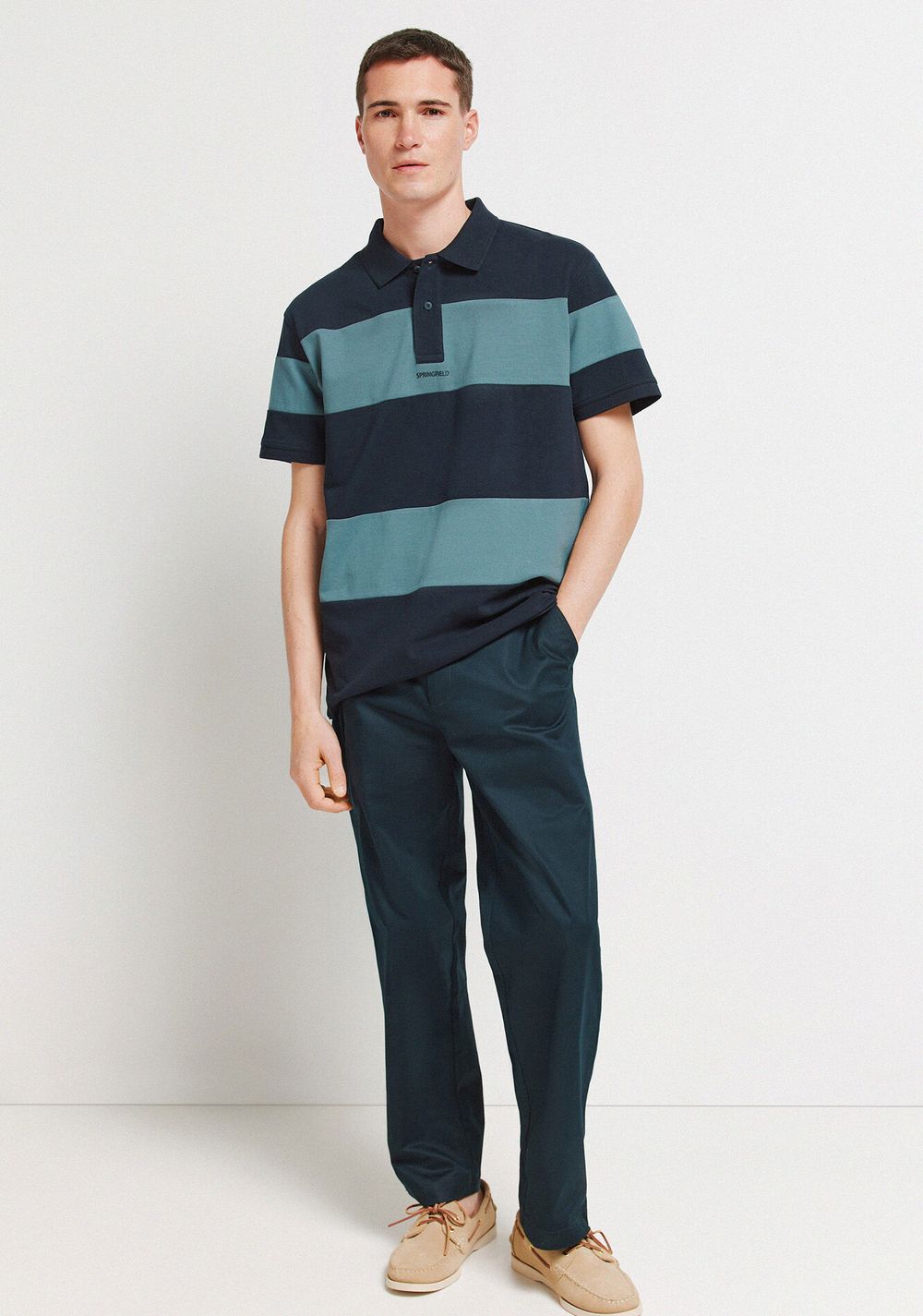 Polo Corte Regular de Piqué con Bloques de Springfield 5