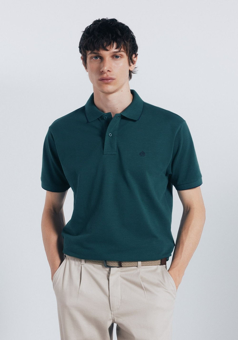 Polo de Piqué Elegante con Cuello de Corte Regular Springfield Imagen Principal