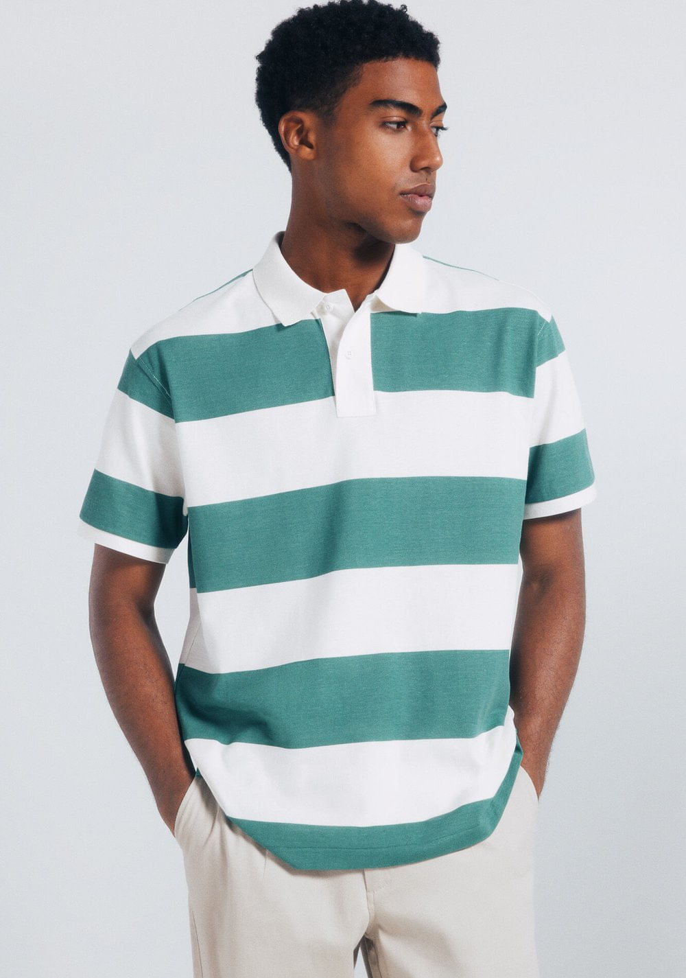 Polo Piqué Regular Fit Rayas Anchas Springfield Imagen Principal
