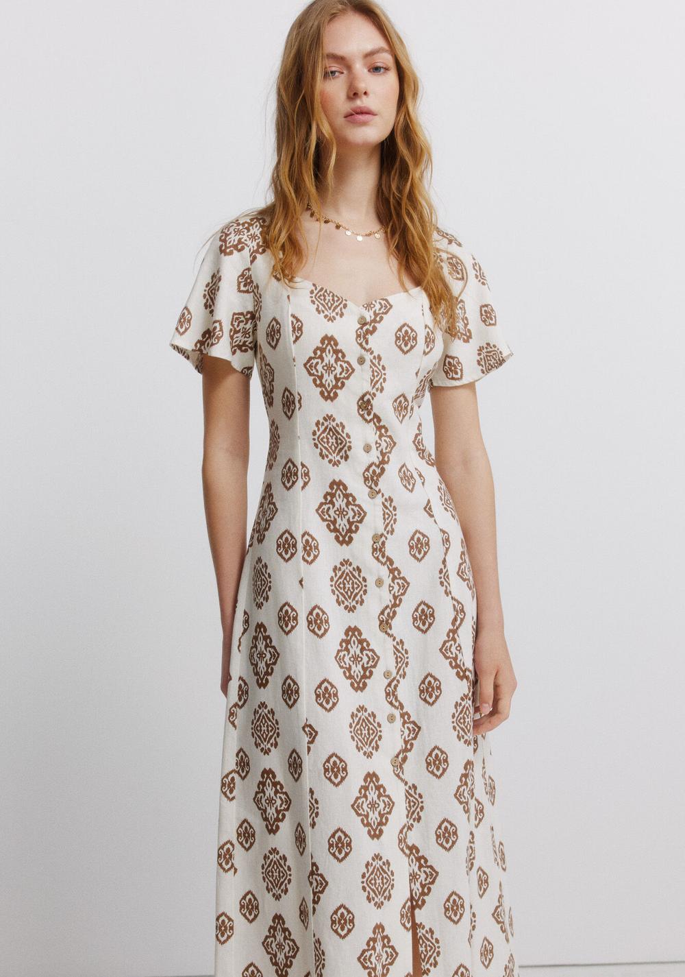 Vestido Camisero Estampado de Lino Springfield 3