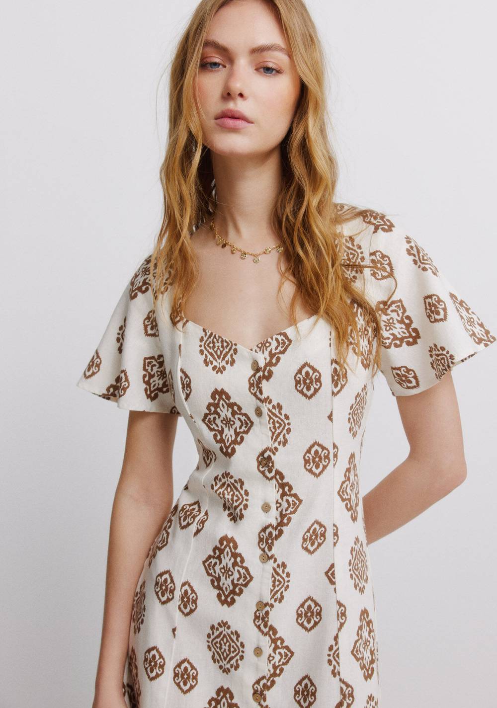 Vestido Camisero Estampado de Lino Springfield 4