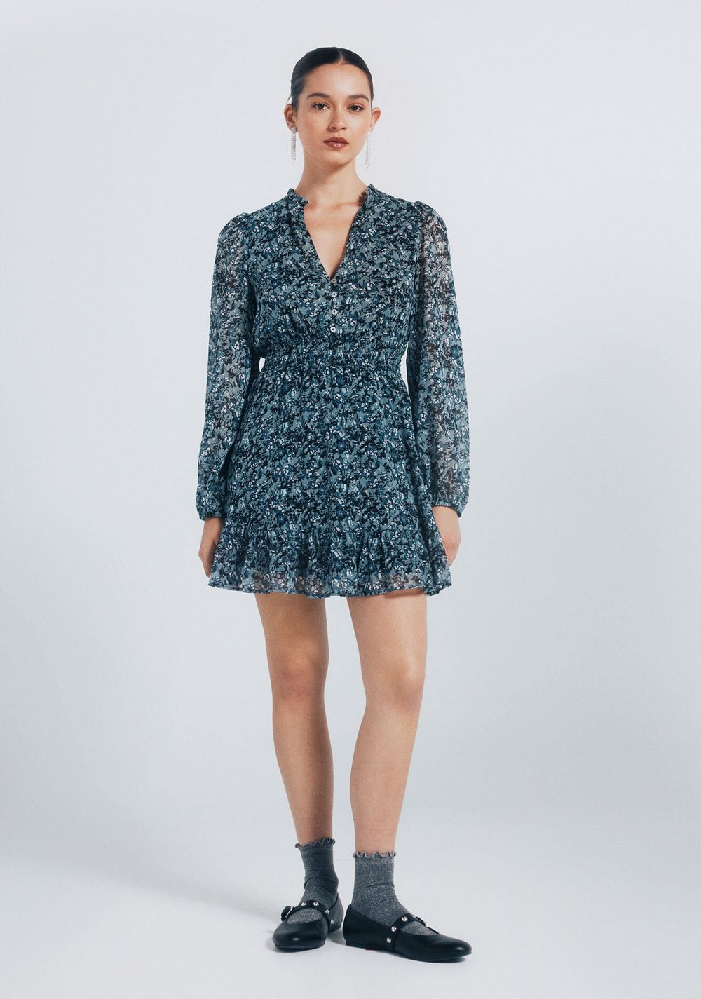 Vestido Corto Smock Gasa Springfield