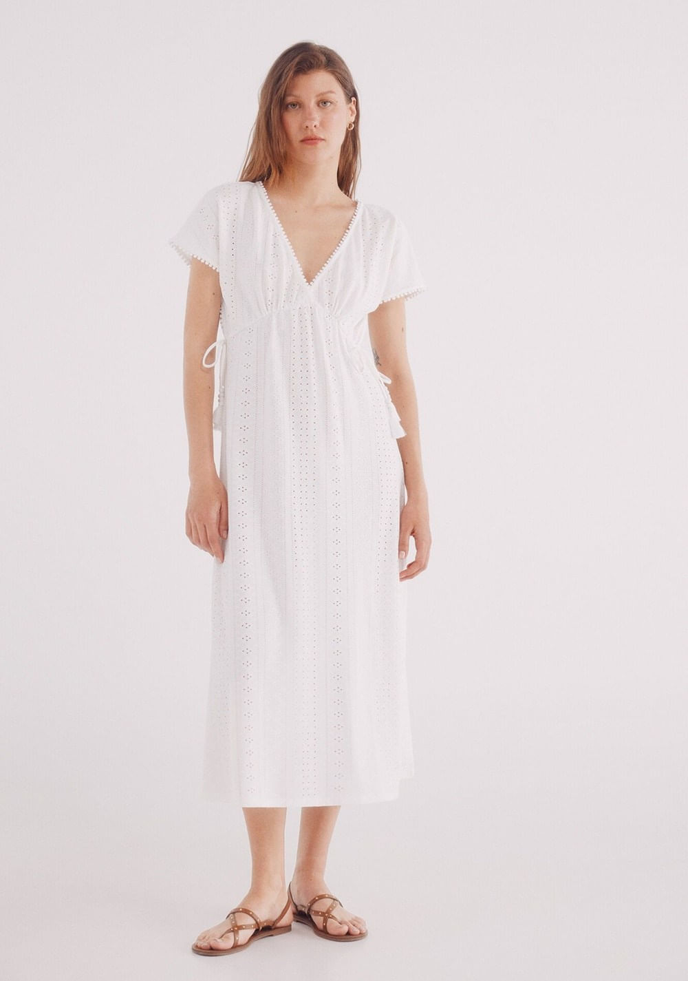 Vestido Midi Bordado Suizo Circular Springfield Imagen Principal