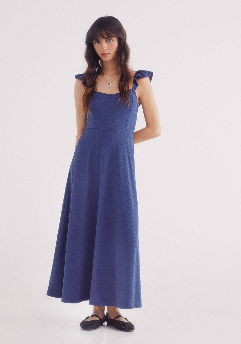 Vestido Midi Bordado Suizo Tirantes Springfield Imagen Principal