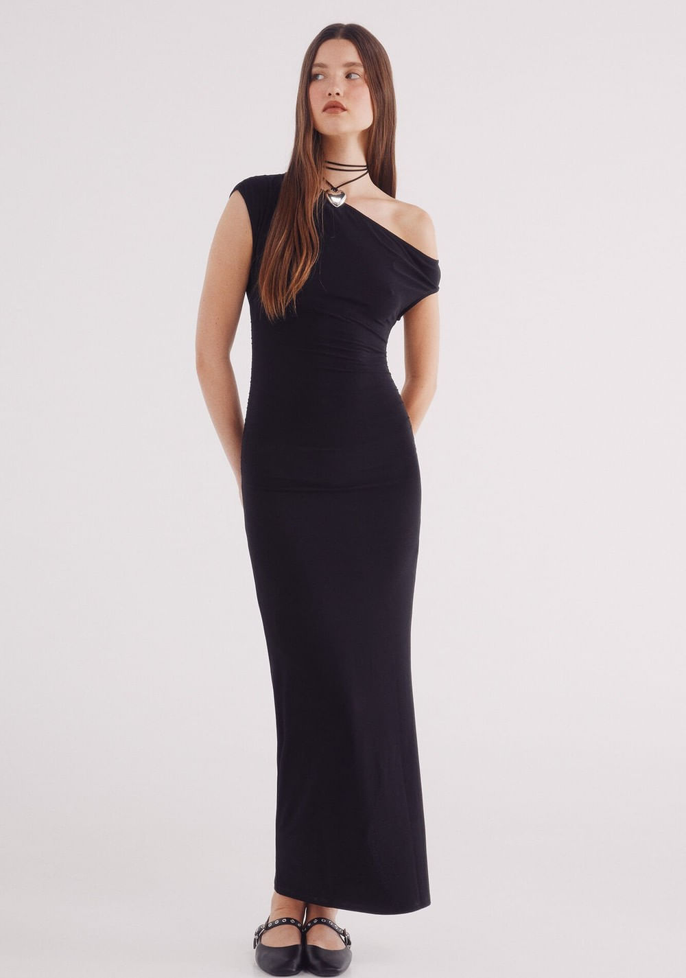 Vestido Midi Escote Asimétrico Springfield