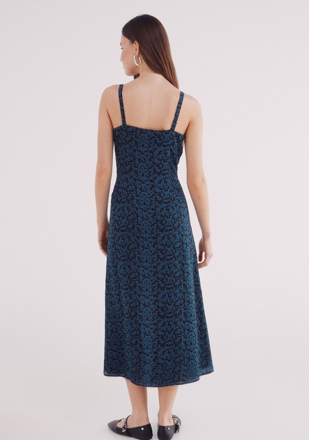 Vestido Midi Escote Volante Estampado Springfield 3