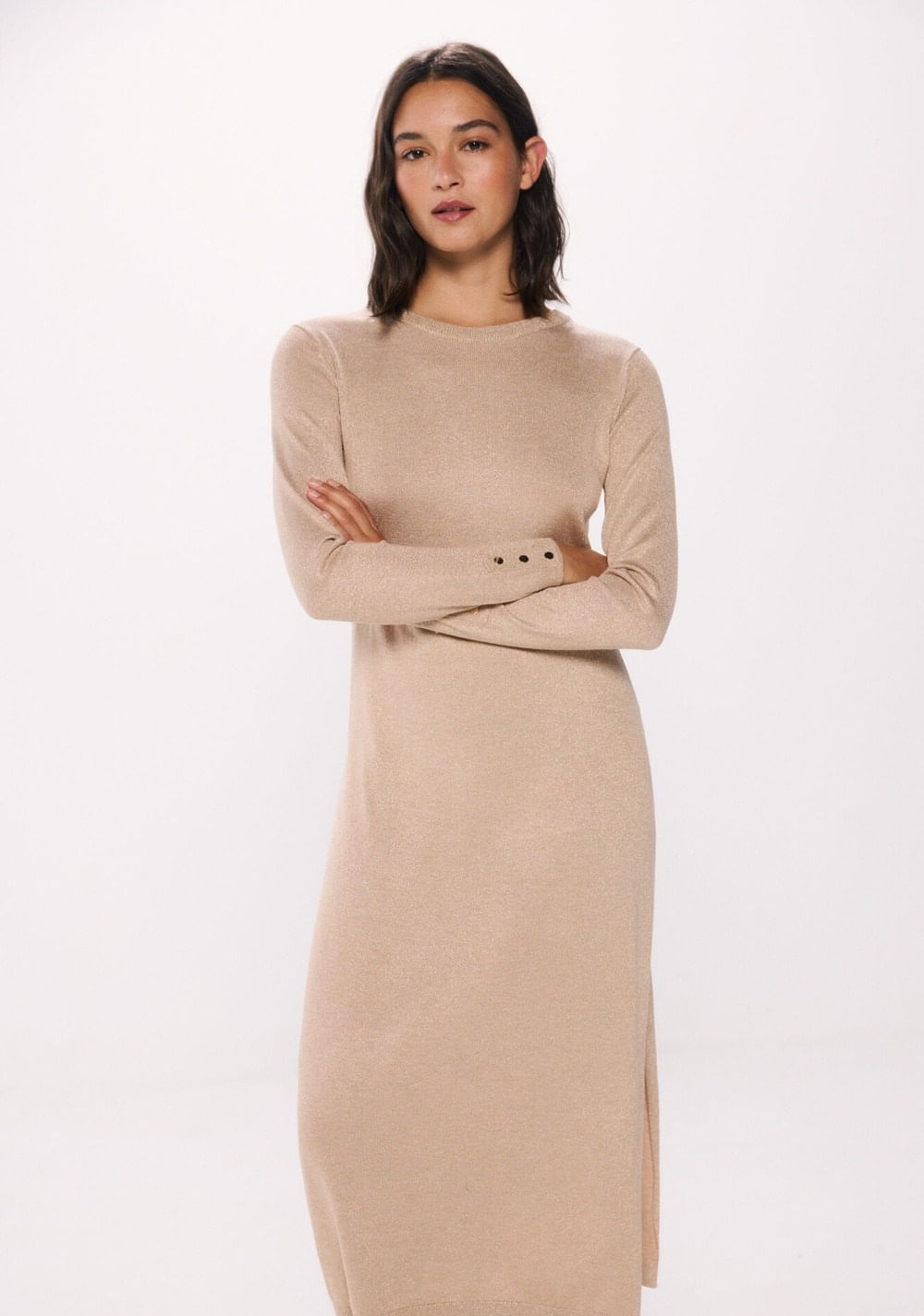 Vestido Punto Midi Botones Puños Springfield 2