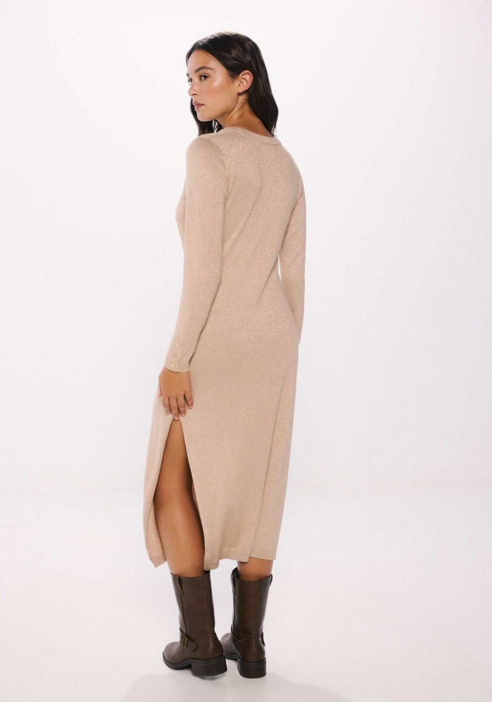 Vestido Punto Midi Botones Puños Springfield 4