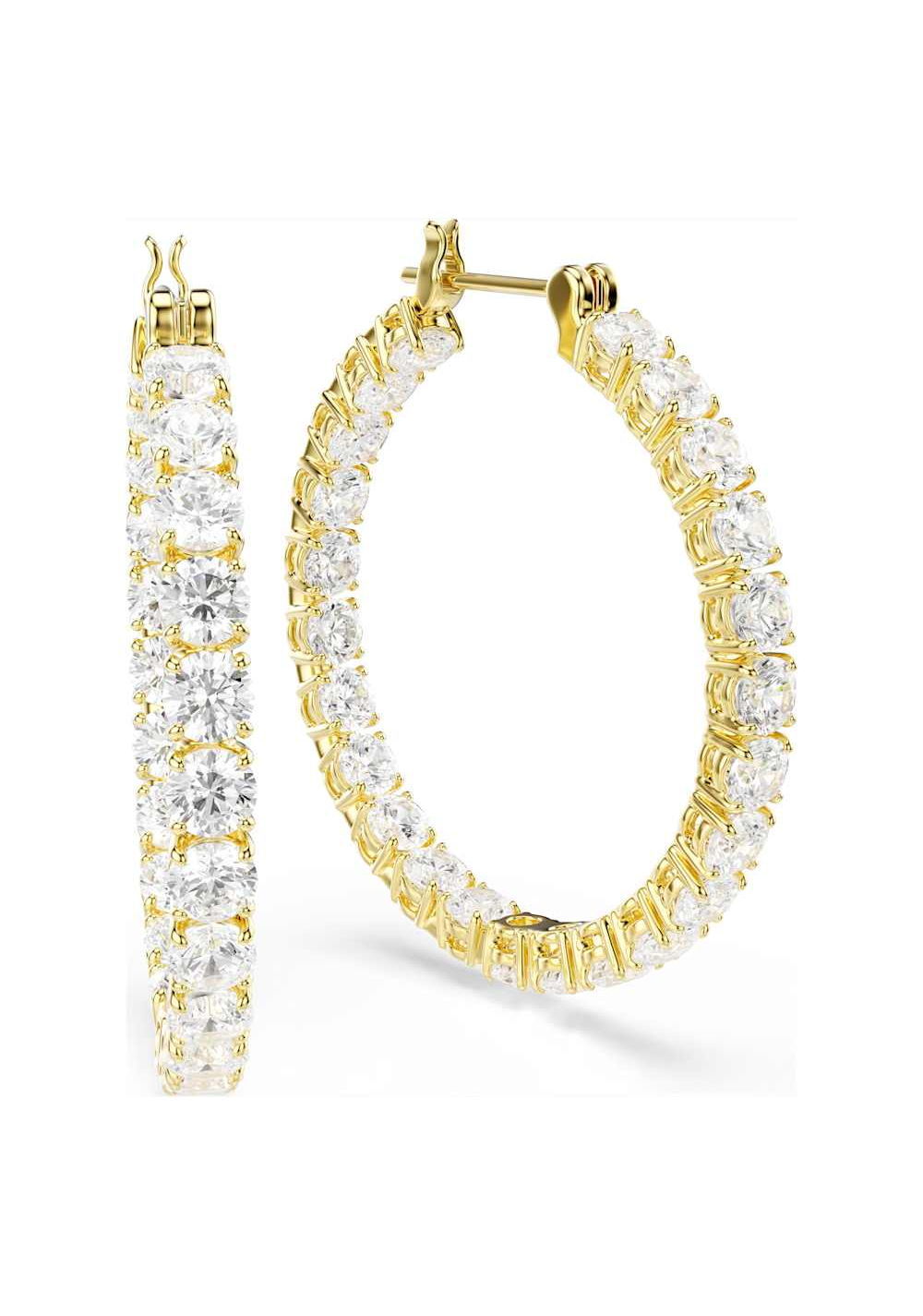 Zarcillos de Aro Matrix Blanco Swarovski 2