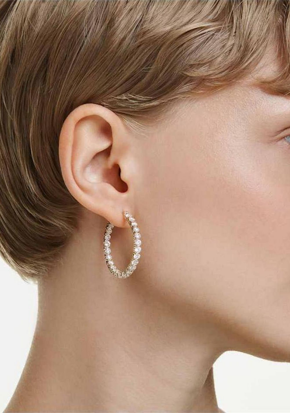 Zarcillos de Aro Matrix Blanco Swarovski 4